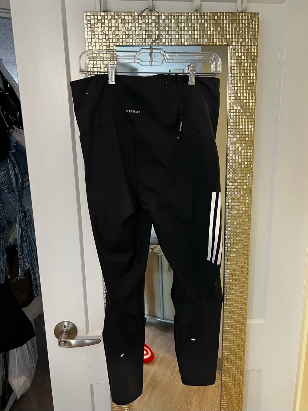 adidas Black Track Pants with White Three-Stripe Accent